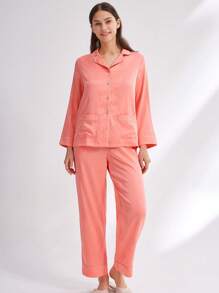LUVLETTE Flora Satin-Jacquard Long Bridesmaid Women Pajama Set Lounge Sets - Orange - View 6