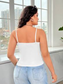 SHEIN EZwear 白色鉤織彈性背心上衣大尺碼 - 白色 - 查看 2