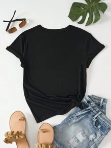 INAWLY Camiseta de cuello redondo con estampado de lema para tallas grandes: "ALGUNOS DÍAS NECESITO LA MÚSICA, ALGUNOS DÍAS NECESITO LAS LETRAS", blusas gráficas para mujer