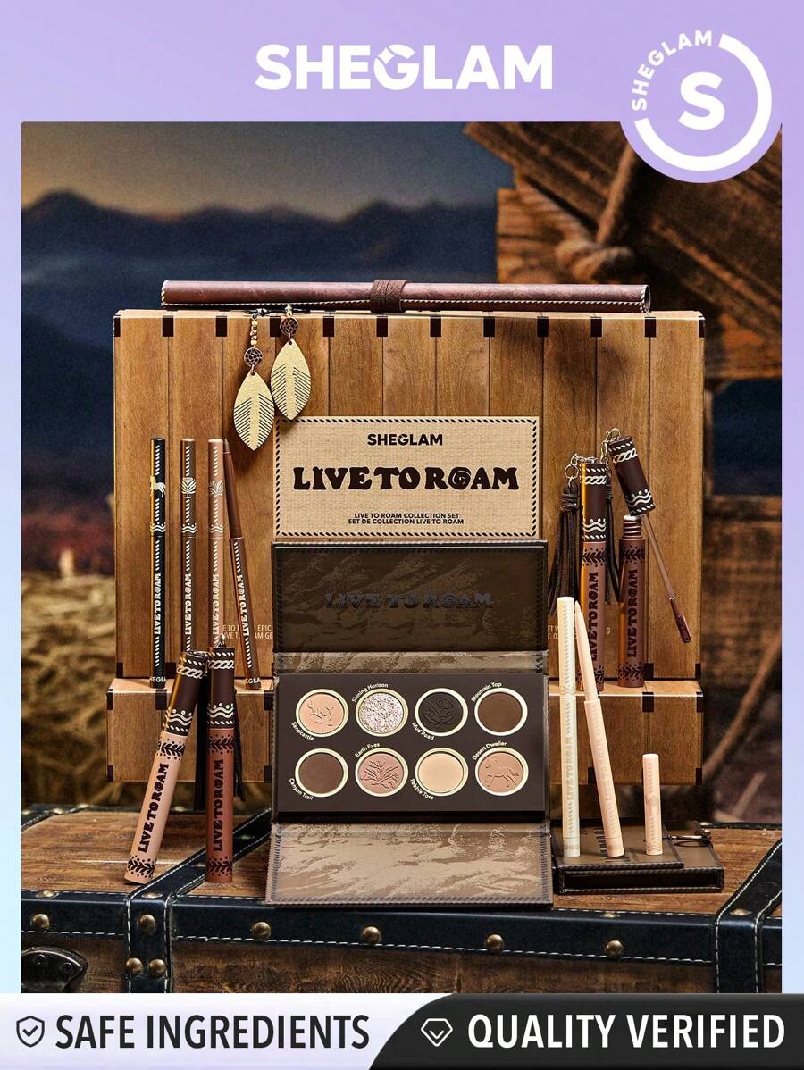 SHEGLAM Live To Roam 系列套装 棕色眼影 烟熏眼线笔 白色眼线笔 裸色中性液体唇膏 Wanderlust 彩妆套装 促销礼品彩妆套装 - 彩色 - 查看 1