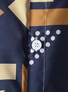 Men's Geometric Print Short Sleeve Casual Loose Button-Up Shirt - Multicolor - View 5