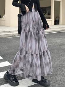 DAZY 女士扎染不对称下摆半身裙 - 彩色 - 查看 6