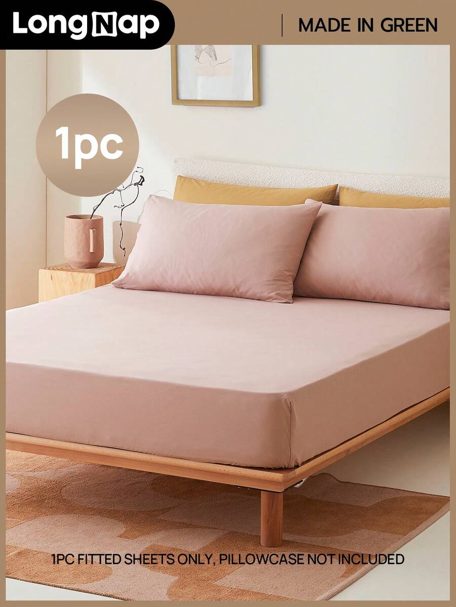 LongNap™ 1pc Supersoft Plain Fitted Sheet, Lightweight CloudLike Feel Bedding,14inch/35cm Deep