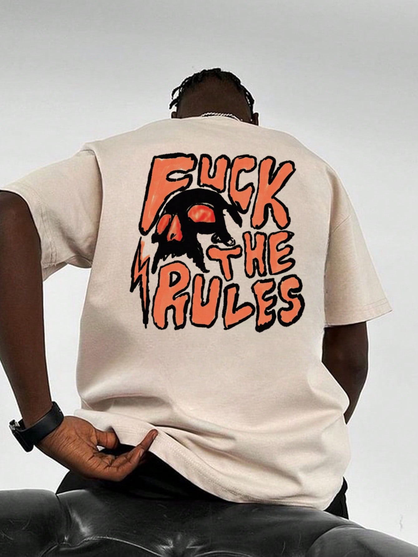 Men's Skull & Letter Print Short Sleeve T-Shirt