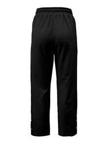 Women's Solid Color Drawstring Waist Open Hem Casual Pants - Black - View 2
