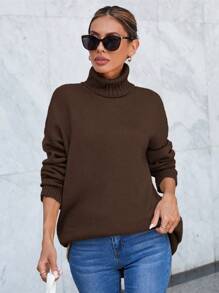 EURMUSE 女式休闲纯色高领毛衣，秋冬