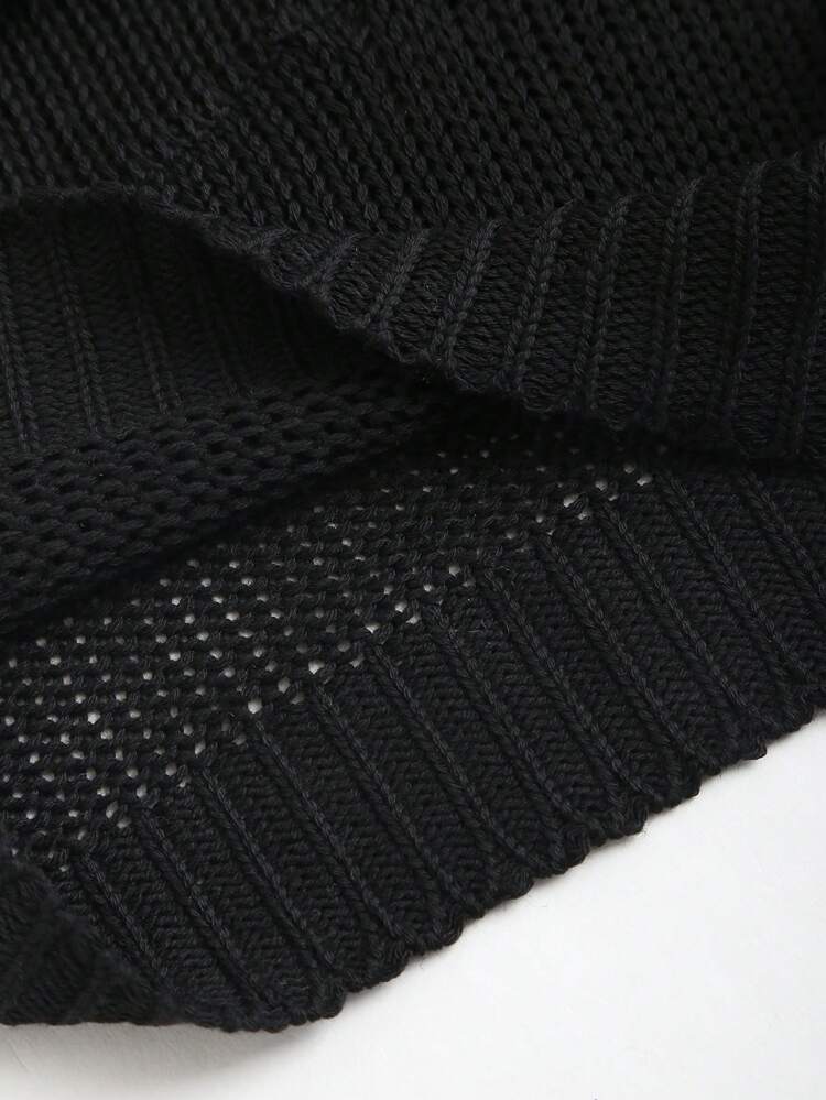 Ladies' Solid Loose Knitted Top With Cowl Collar