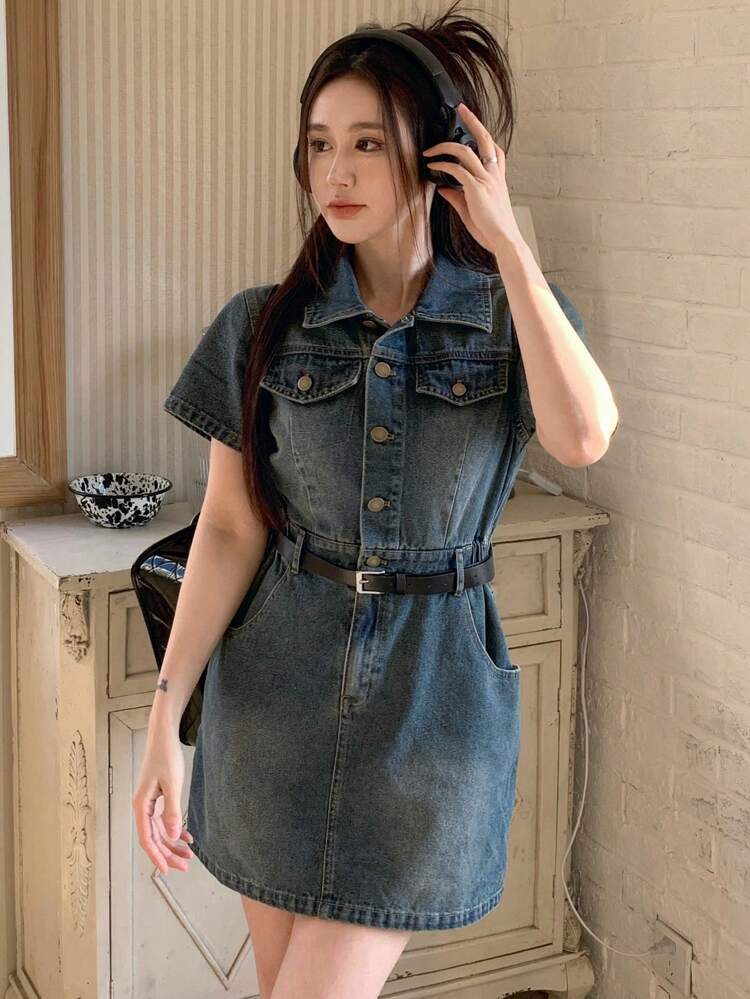Women's Denim Short Dress Sundress