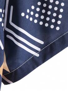 Men's Geometric Print Short Sleeve Casual Loose Button-Up Shirt - Multicolor - View 4