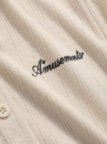 DAZY Của phụ nữ Ngắn tay In thư Quần skinny Thon gọn Áo thun - Màu be - Xem 7