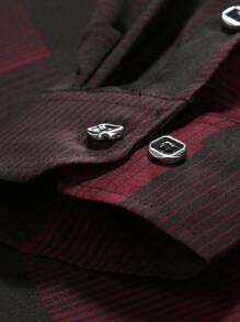 Manfinity Homme Camisa de trabajo gráfica con botones, de manga larga y estampado completo para hombre con ajuste delgado, ideal para su esposo - Multicolor - Ver 8