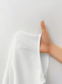 SHEIN EZwear 白色鉤織彈性背心上衣大尺碼 - 白色 - 查看 6