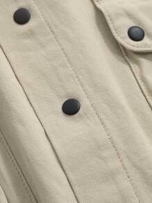 DAZY Men's Solid Color Work Shirt And Shorts Set - Apricot - View 5