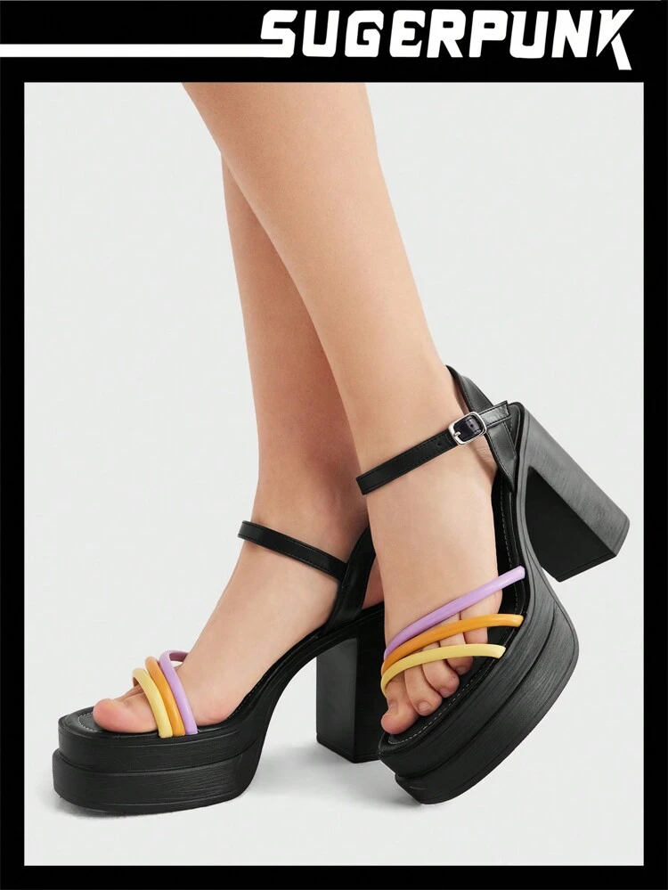 Fashionable Strappy Chunky High Heels With Platform Waterproof Sandals