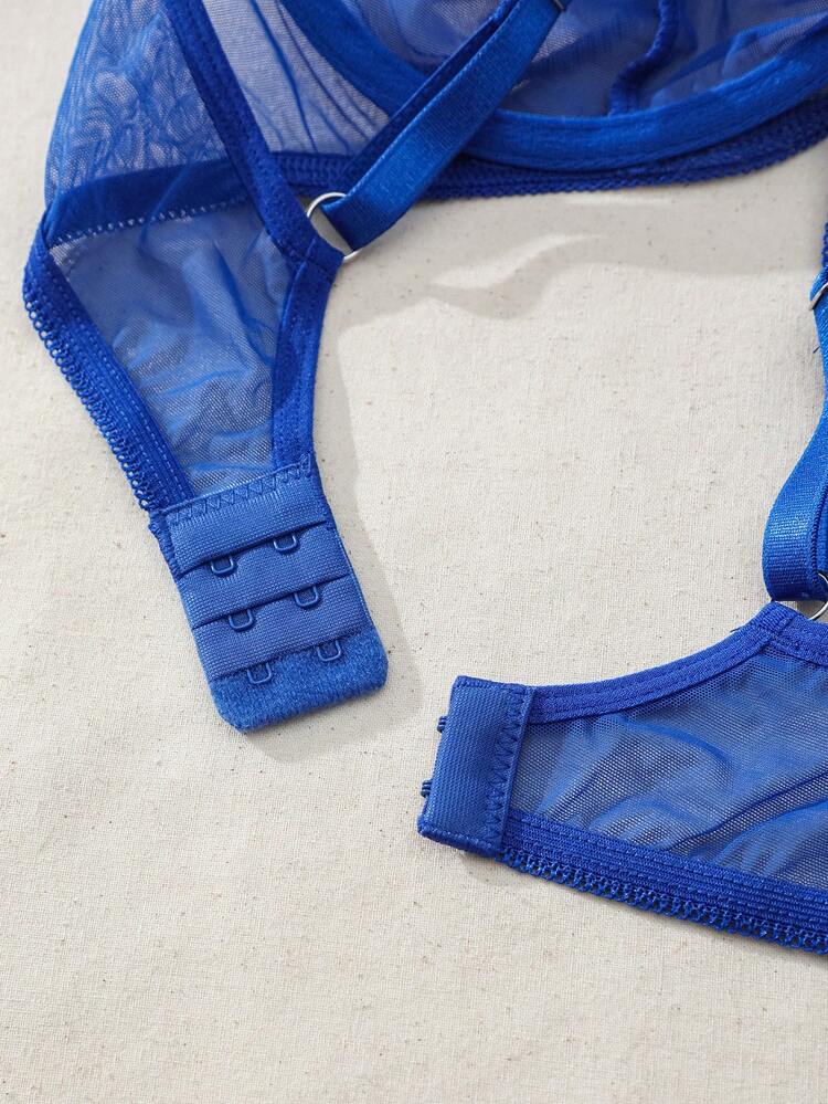 Women's Floral Embroidery Colorblock Mesh Bralette