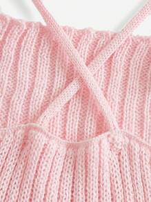 SHEIN Unity Top De Cami De Malha De Costela De Cor Sólida Para Senhoras - Baby Rosa - Ver 6