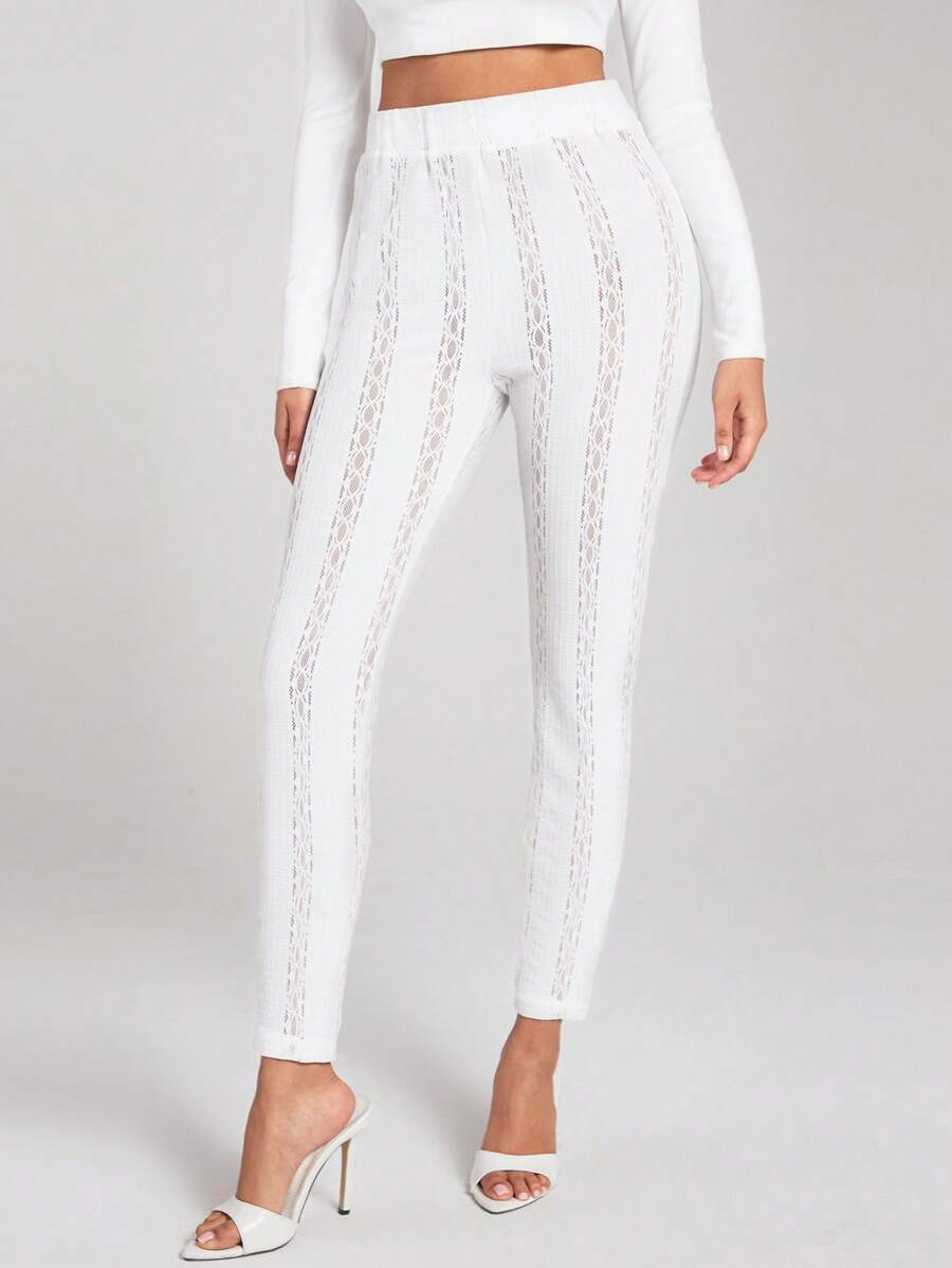 Forever 21 Women's Patchwork Lace Leggings - White - View 1