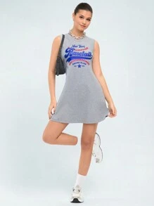 Forever 21 Sports Game-Inspired Casual Sleeveless Dress For Women - Grey - View 1