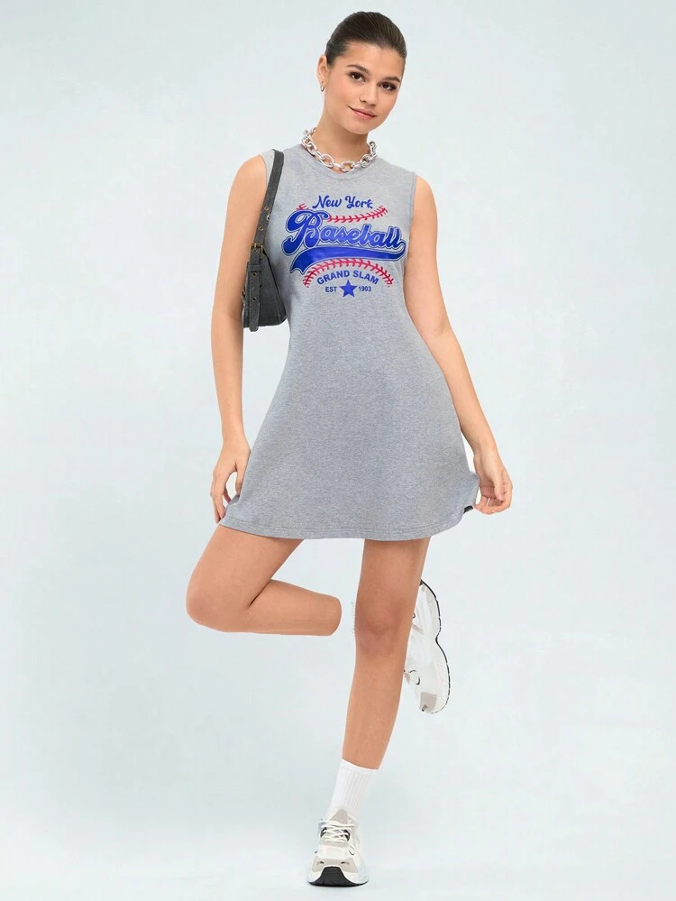 Sports Game-Inspired Casual Sleeveless Dress For Women