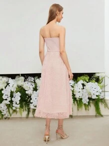 MOTF PREMIUM 有質感網紗邊褶皺管身裙 - 粉色 - 查看 8