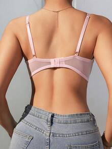 SHEIN Women's Sexy Butterfly Embroidered Lingerie Bra - Baby Pink - View 3