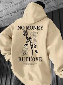 Manfinity Homme Nam Lỏng lẻo phù hợp Hoodie Áo nỉ Với In Chữ & Hoa Và Thả vai Thiết kế - Màu Khaki - Xem 1