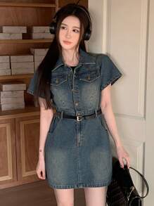 DAZY 女士牛仔短裙太阳裙