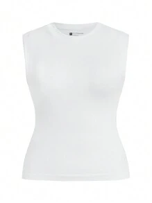 SHEIN Velisys Plus Size Women's Solid Color Ribbed Athletic Tank Top - Multicolor - View 6