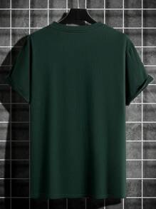 Manfinity Homme Camiseta De Manga Corta Para Hombre Con Cuello Redondo Y Color Sólido