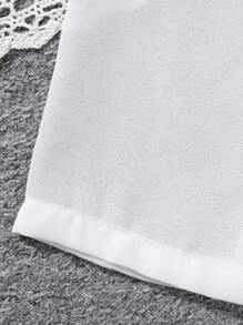 SHEIN Tween Girl Letter Printed Cami Romper And Open Front Coat - Multicolor - View 3