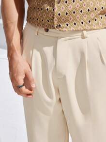 Manfinity Homme 男士休閒純色壓褶西裝褲