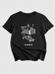POMOi Slogan Skull Graphic Tee - Black - View 1