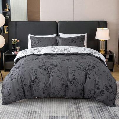 3pcs/Set Leaf Pattern Duvet Cover Set(1 Duvet Cover & 2 Pillowcase)Soft And Skin-Friendly Duvet Cover Bedding Set For Home, All Season Bed Sheets Set