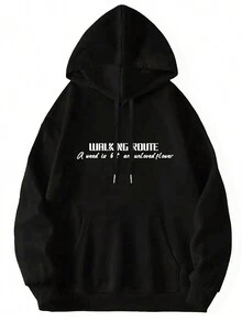 Nam Phong cảnh & Slogan In Hoodie - màu đen - Xem 2