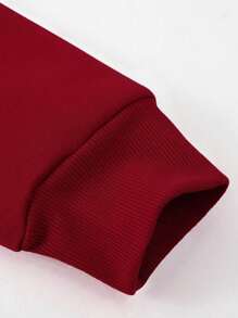 Manfinity Homme Men's Loose Fit Letter Print Drop Shoulder Sweatshirt - Burgundy - View 3