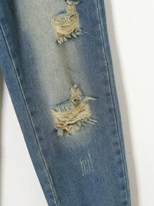 Tween Boy Street Style, Casual, Comfortable, Simple, Distressed Jeans - Medium Wash - View 7