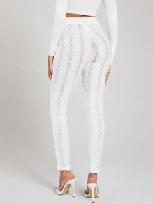 Forever 21 Women's Patchwork Lace Leggings - White - View 2