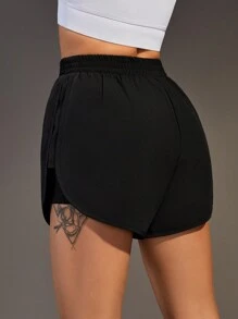 Shorts Deportivos Con Bajo Estampado Y Forro De Malla - Negro - Ver 4
