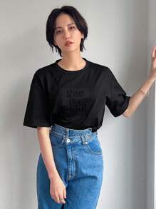 FRIFUL 女士标语印花圆领 T 恤 See The Good - 黑色 - 查看 7