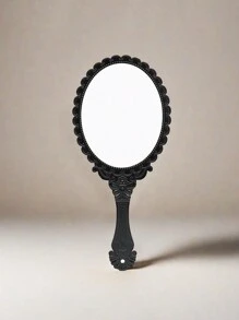 ROMWE Goth 1 Pieza Espejo De Mano Redondo Vintage Para Maquillaje - Negro - Ver 2