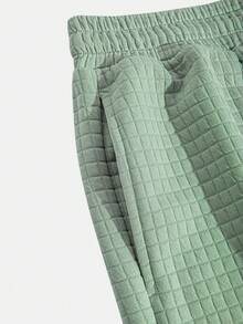 Quần short cạp rút dây thường ngày cho nam có chi tiết thêu, mùa xuân và mùa hè - màu xanh lá - Xem 4