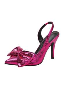 Giày cao gót mũi nhọn thắt nơ cho nữ, thiết kế thanh lịch và gợi cảm, thích hợp cho các bữa tiệc và những dịp trang trọng, ngày lễ tình nhân - Màu Hồng Tươi - Xem 8