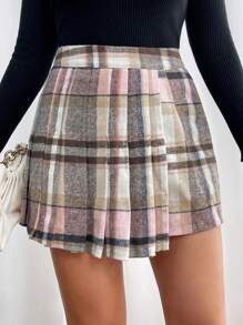 SHEIN Privé Của phụ nữ Hoa văn kẻ sọc Xếp li Váy quần - Hồng - Xem 4