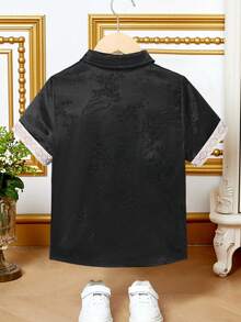 SHEIN Chemisette Tissée Adorable Et Courte À Manches Courtes Pour Jeune Garçon - Multicolore - Voir 2