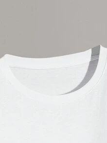 男士圓領休閒字母印花通勤t卹 - 白色 - 查看 5