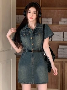 DAZY 女士牛仔短裙太阳裙