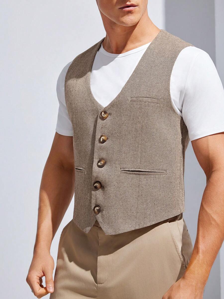 Manfinity VCAY Men's Woven Casual Suit Vest - Multicolor - View 1