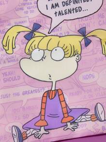 Nick 90s X SHEIN Pink Cartoon Girl Pattern Drawstring Storage Bag,Boho Vibes