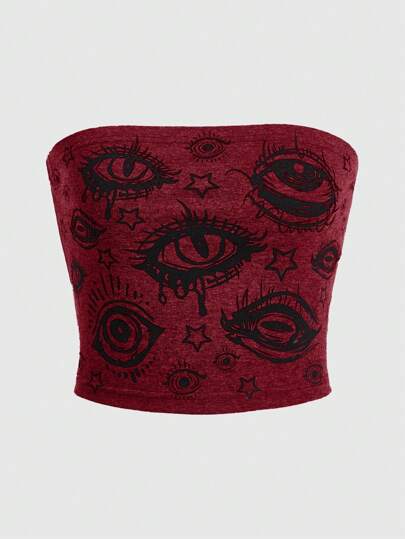 Grunge Punk Top tube à imprimé œil, école