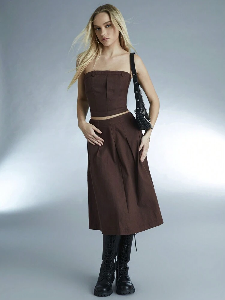 Brown College Leisure Vintage Music Festival Two Pieces Set For Women